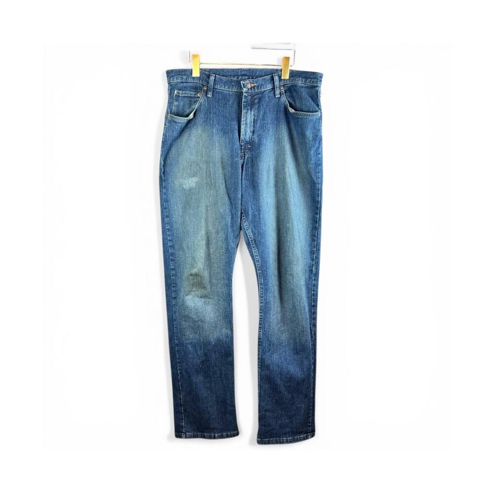 Wrangler Relaxed Fit Jeans 36x34 Medium Dark Wash Straight Leg